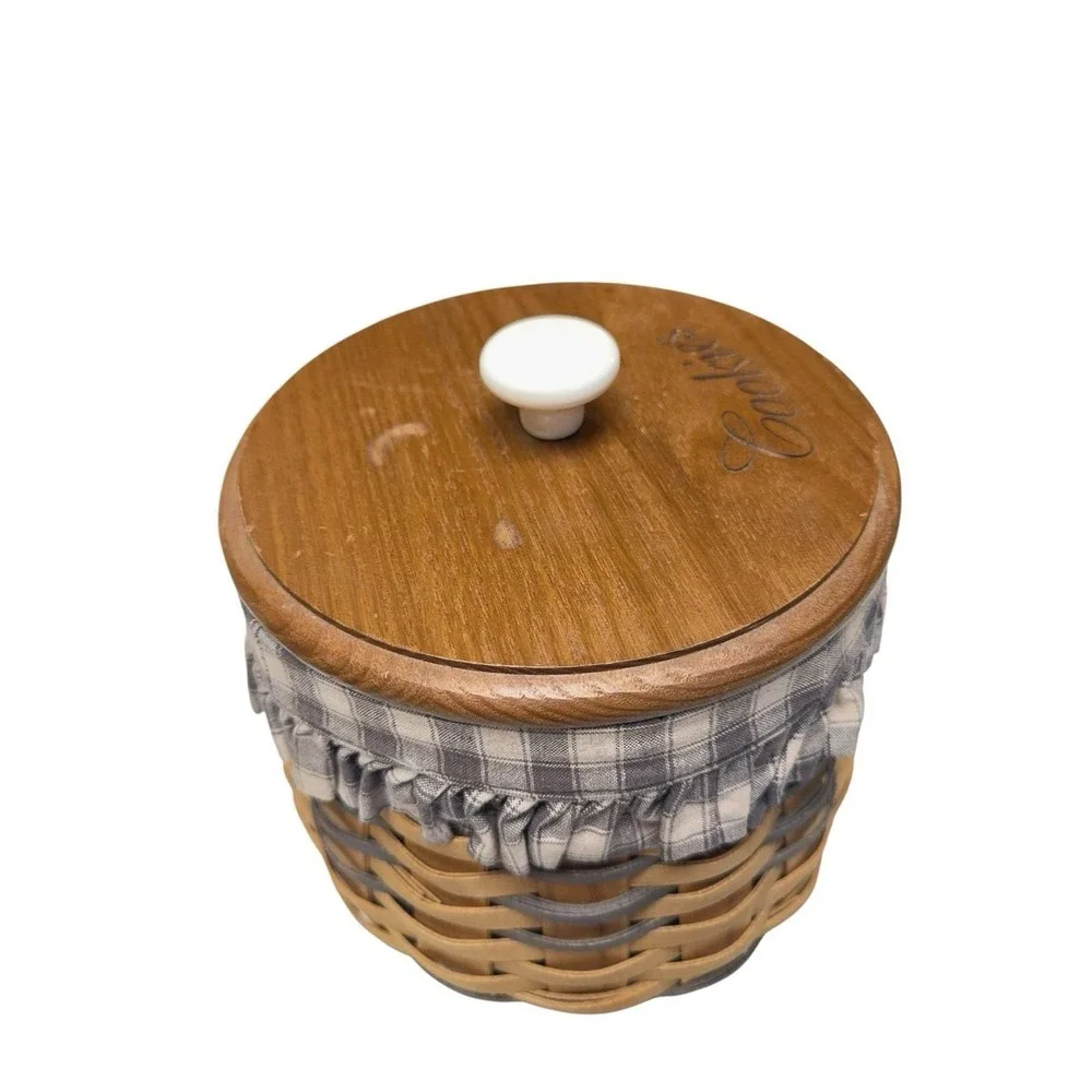 American Traditions Cookie Basket Set w Lid‎ Liner Divider 2000 Farmhouse USA